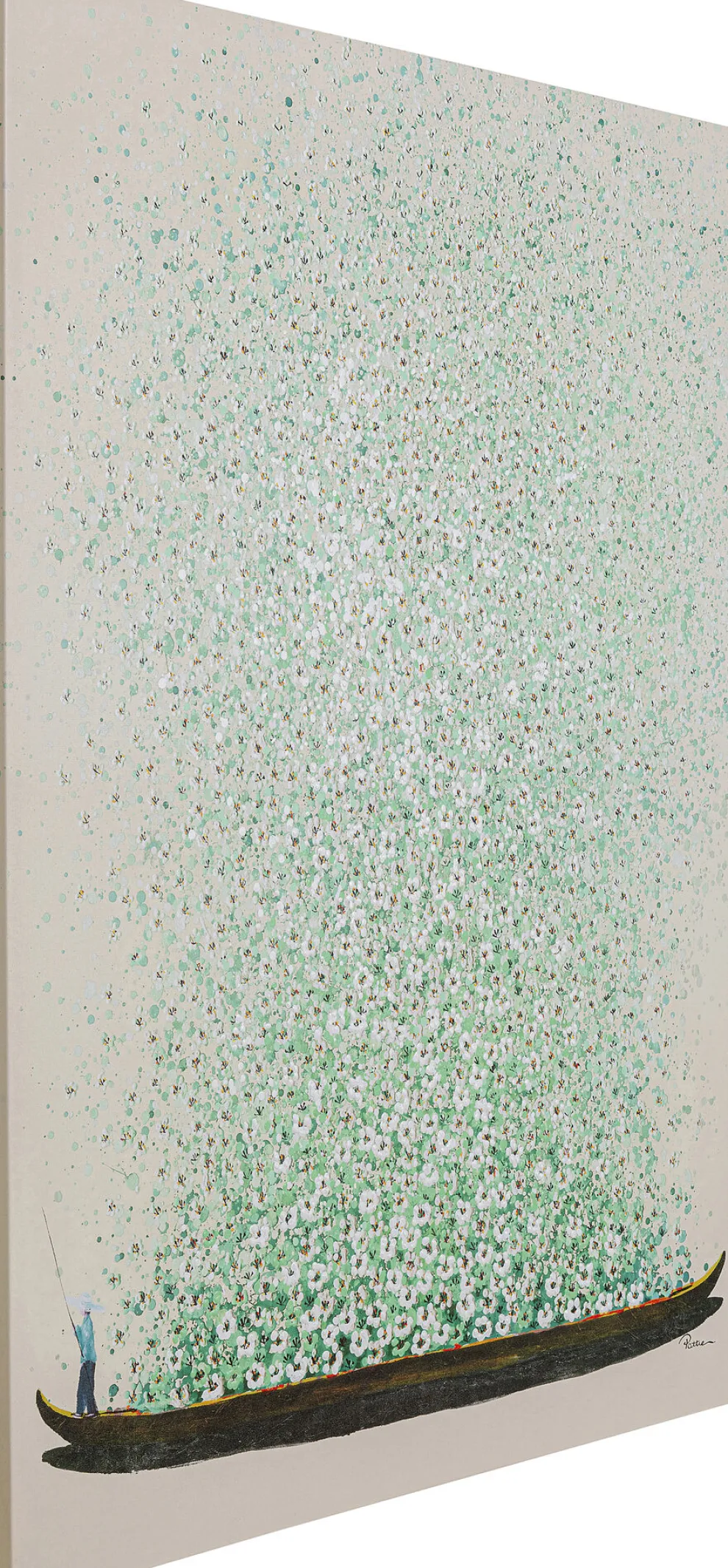 Schilderij Flower Boat Beige Green 120x160cm