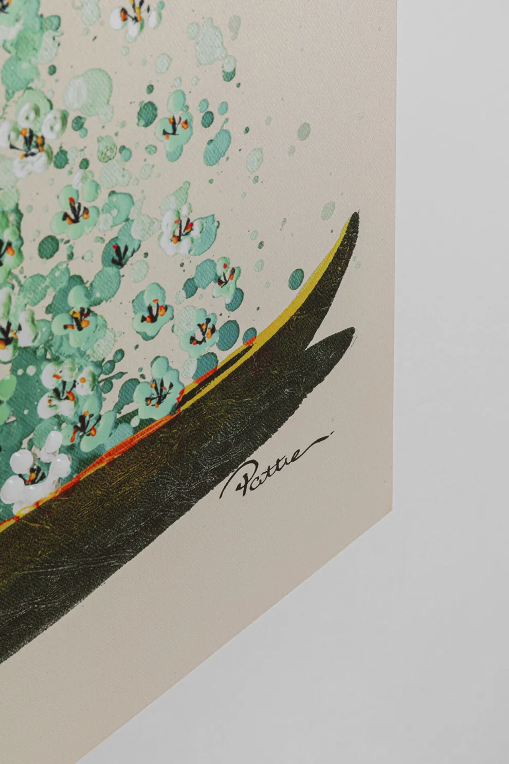 Schilderij Flower Boat Beige Green 120x160cm