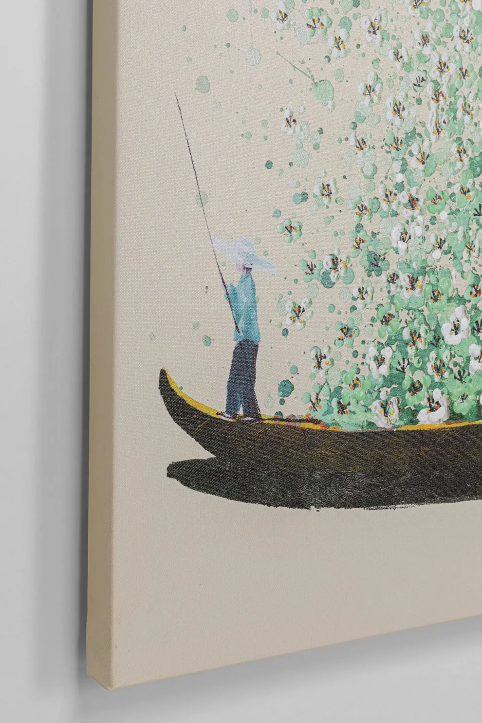 Schilderij Flower Boat Beige Green 120x160cm