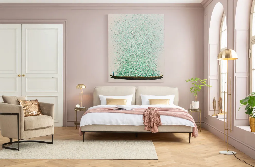 Schilderij Flower Boat Beige Green 120x160cm