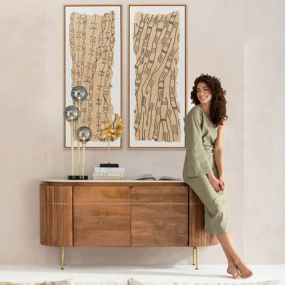 Schilderij Met Lijst Native Lines 50x150cm