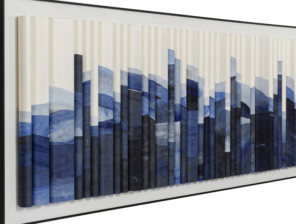 Schilderij Shadow Skyline Blue 160x60cm