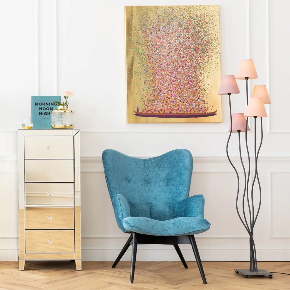 Schilderij Touched Flower Boat Goud-Roze 100x80cm