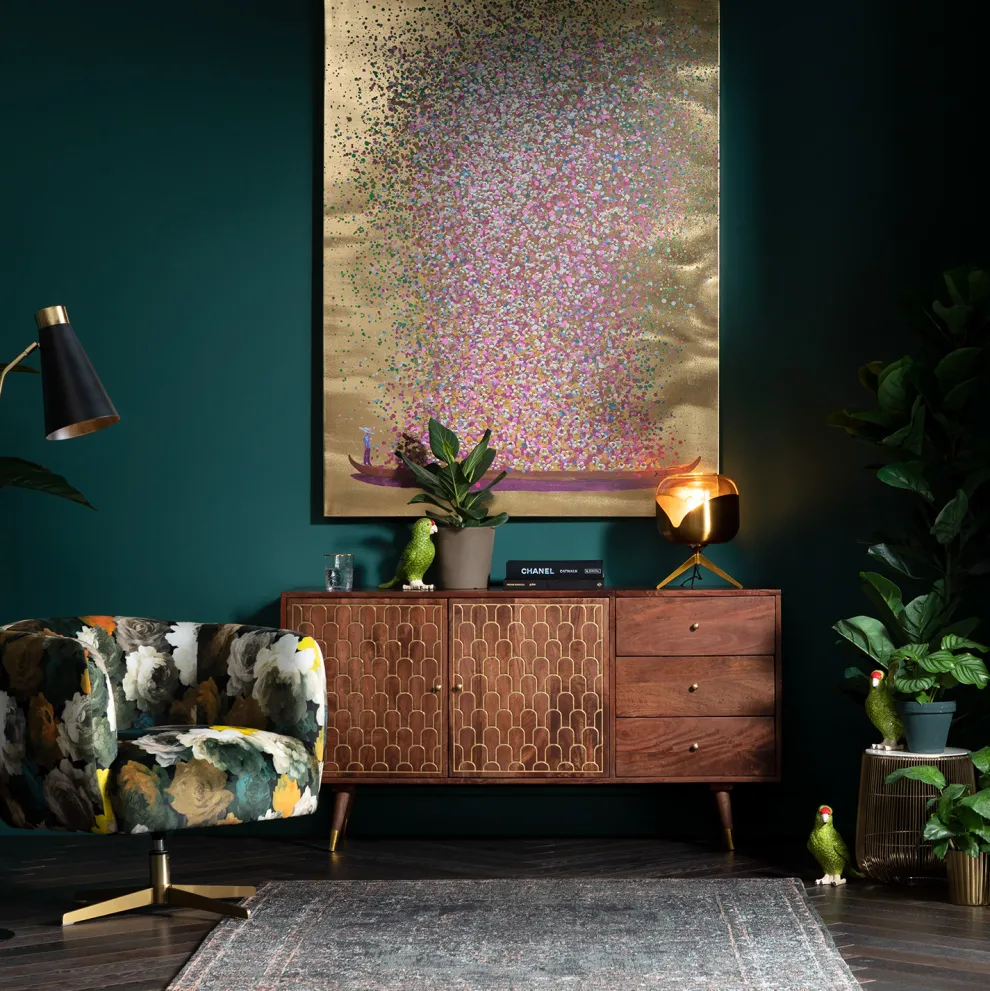 Schilderij Touched Flower Boat Goud-Roze 160x120cm