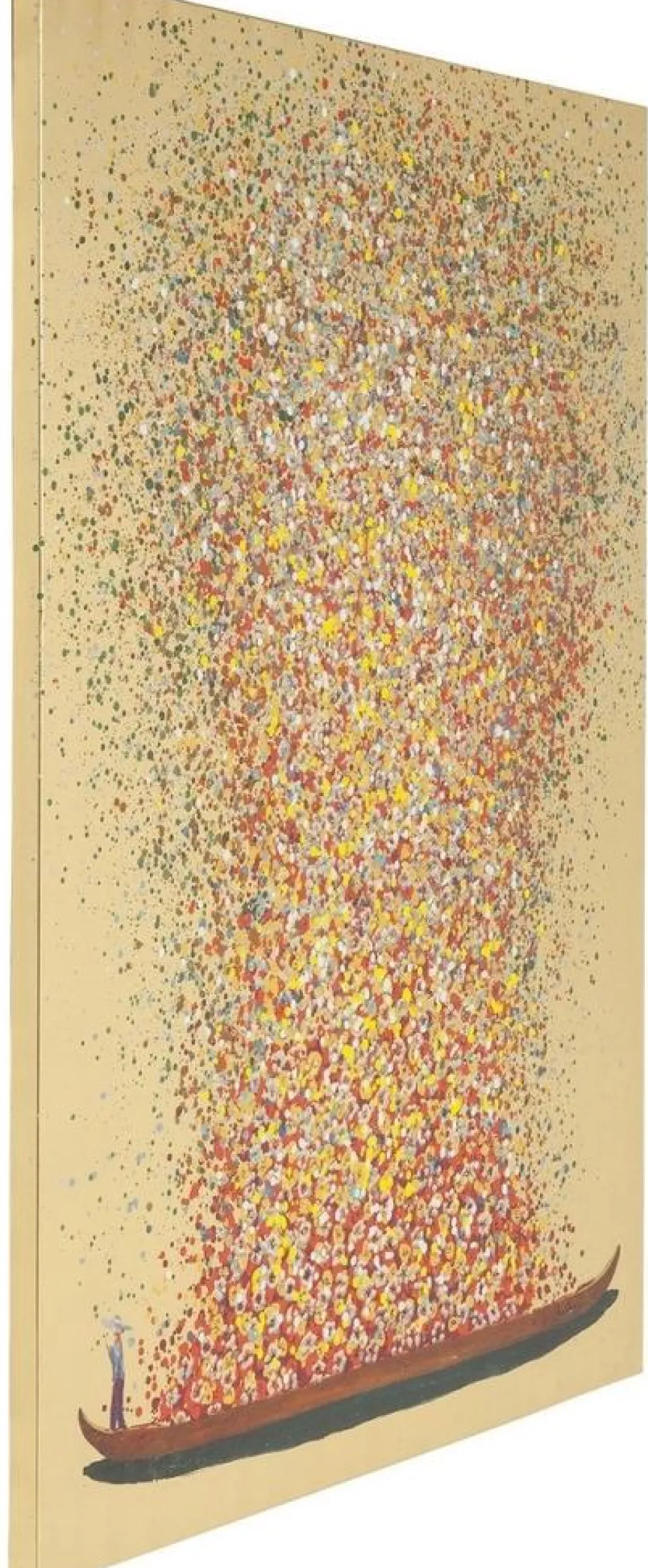 Schilderij Touched Flower Boat Goud-rood 100x80cm