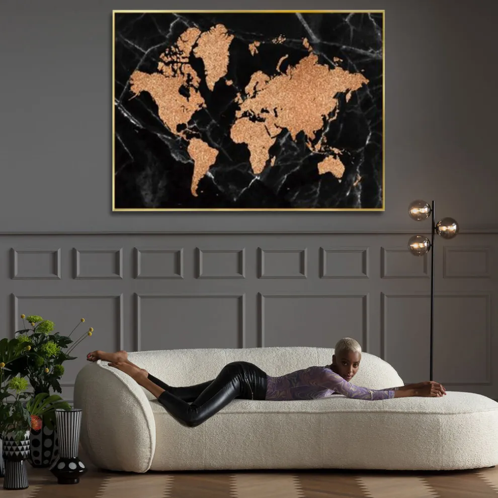 Schilderij World Map 150x100cm