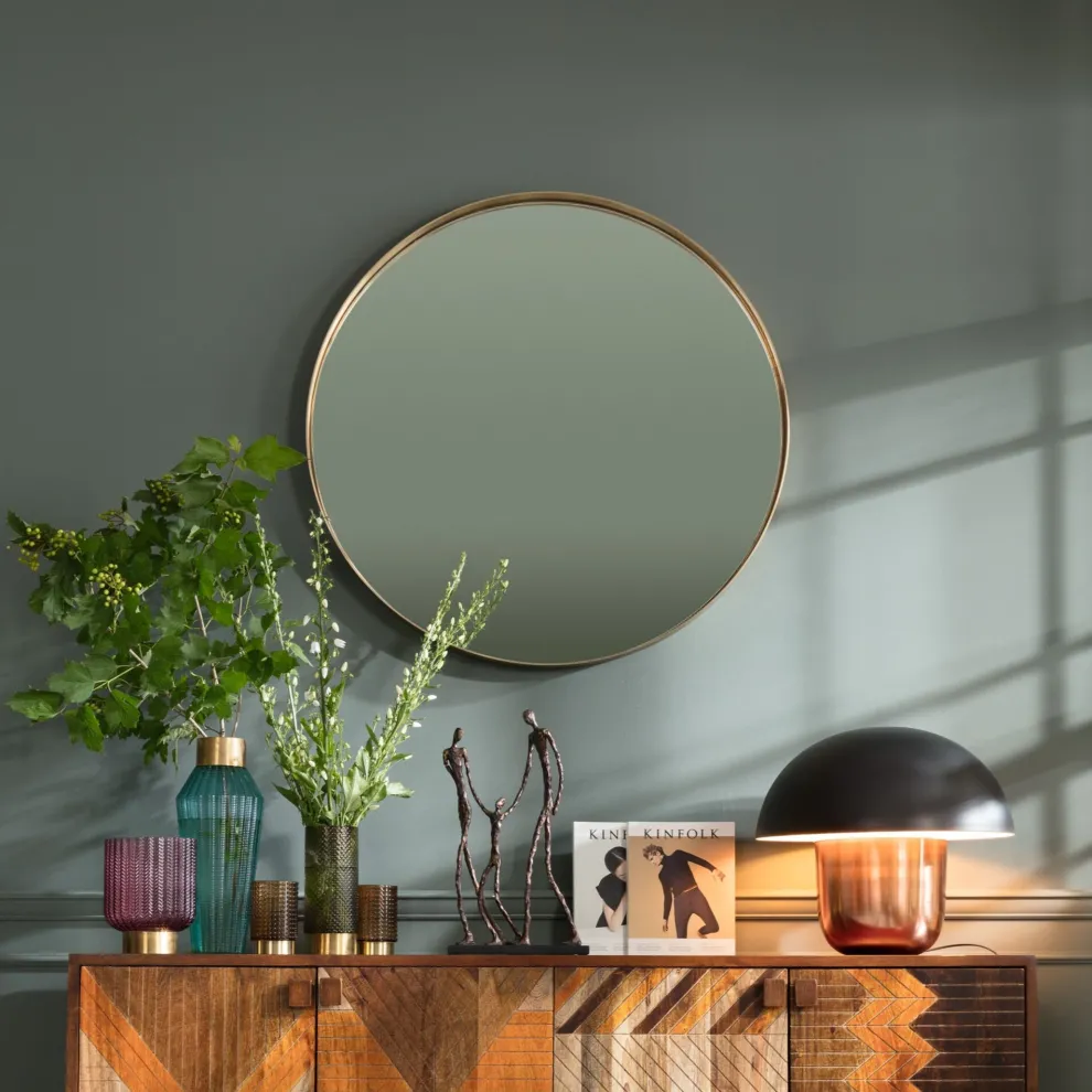 Spiegel Curve MO Messing Ø100cm