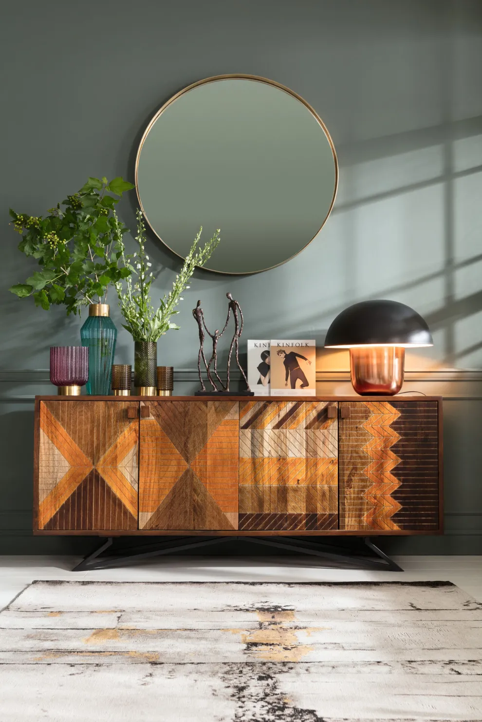 Spiegel Curve MO Messing Ø100cm