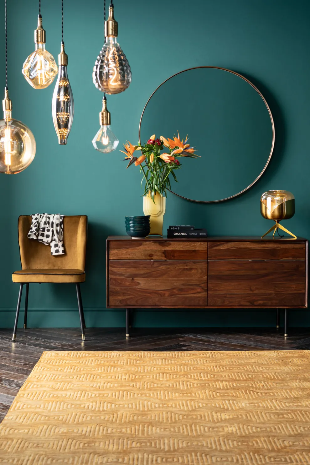 Spiegel Curve MO Messing Ø100cm