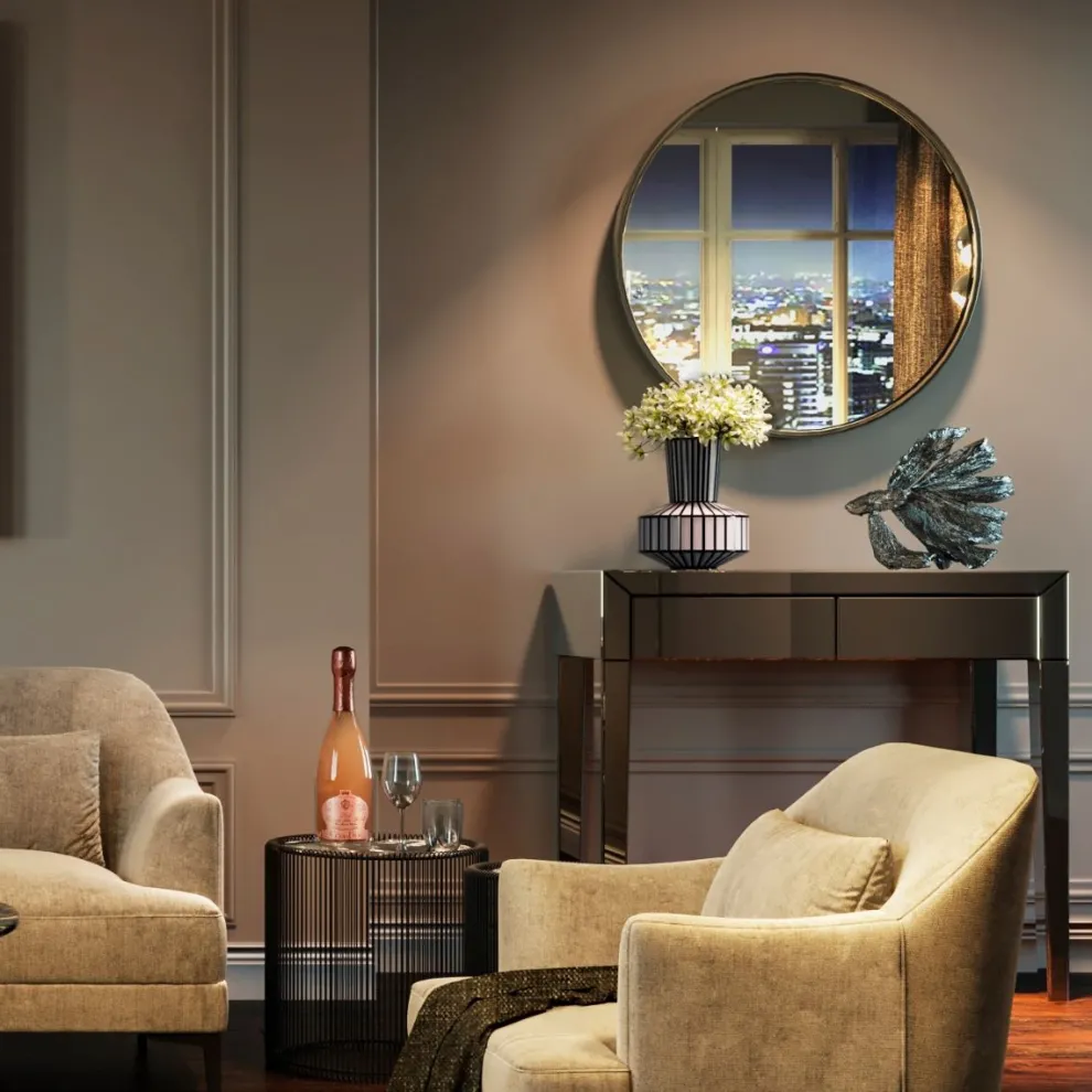 Spiegel Curve Rond Roestvrij Staal Ø100cm