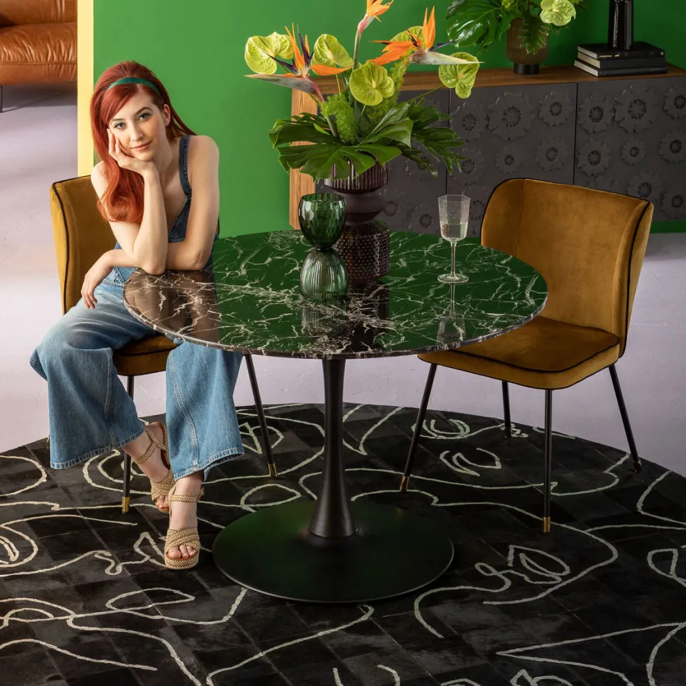 Tafel Veneto Marmer Zwart Ø110cm