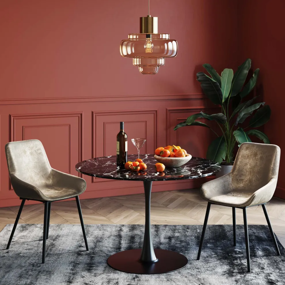 Tafel Veneto Marmer Zwart Ø110cm