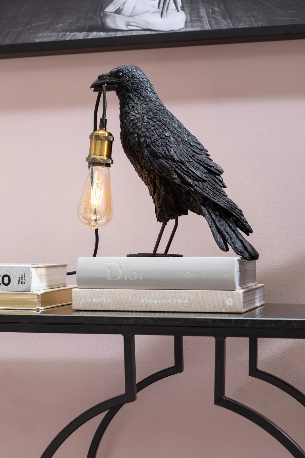 Tafellamp Animal Kraai Mat Zwart