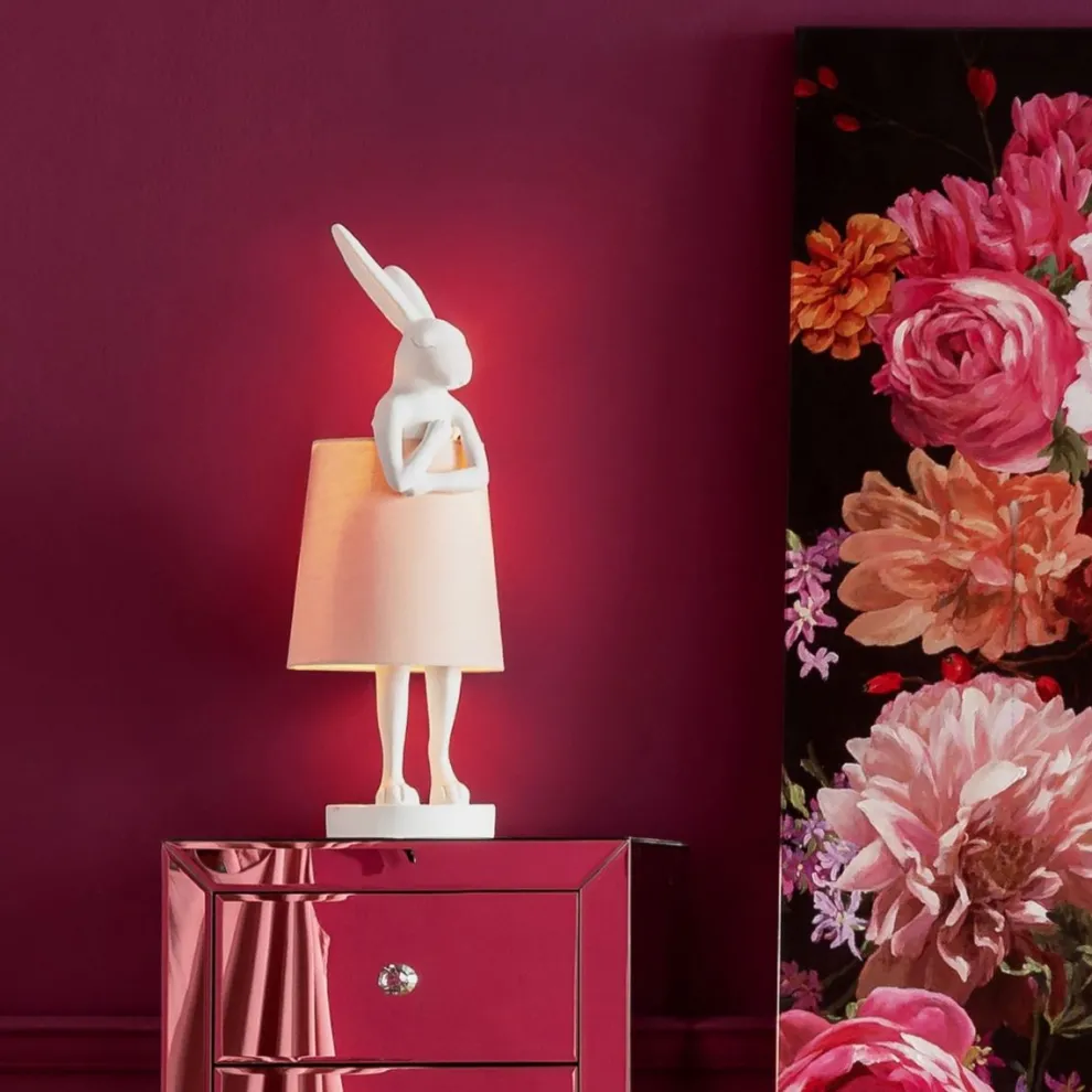 Tafellamp Animal Rabbit White/Rose 50cm