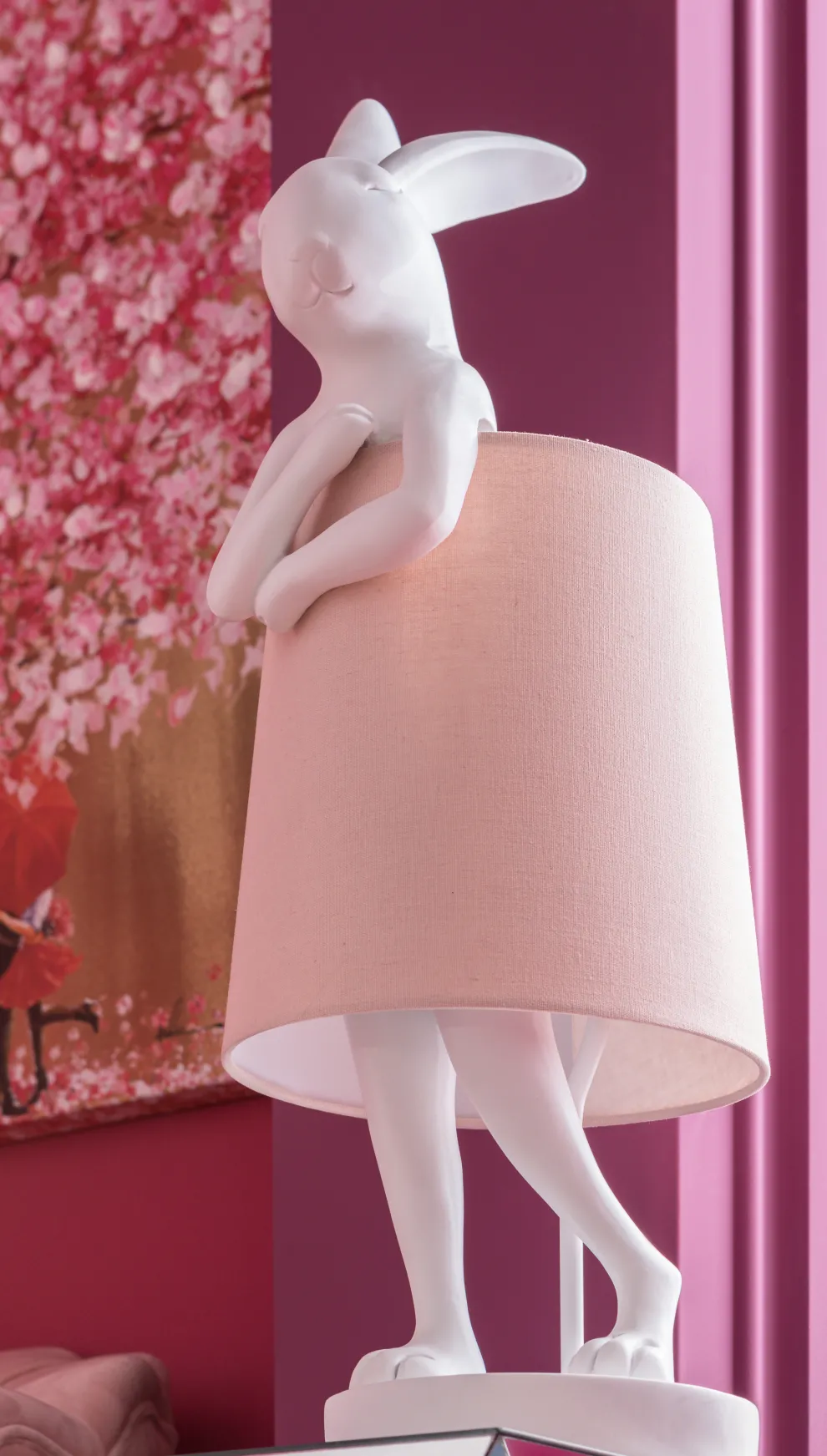Tafellamp Animal Rabbit White/Rose 50cm