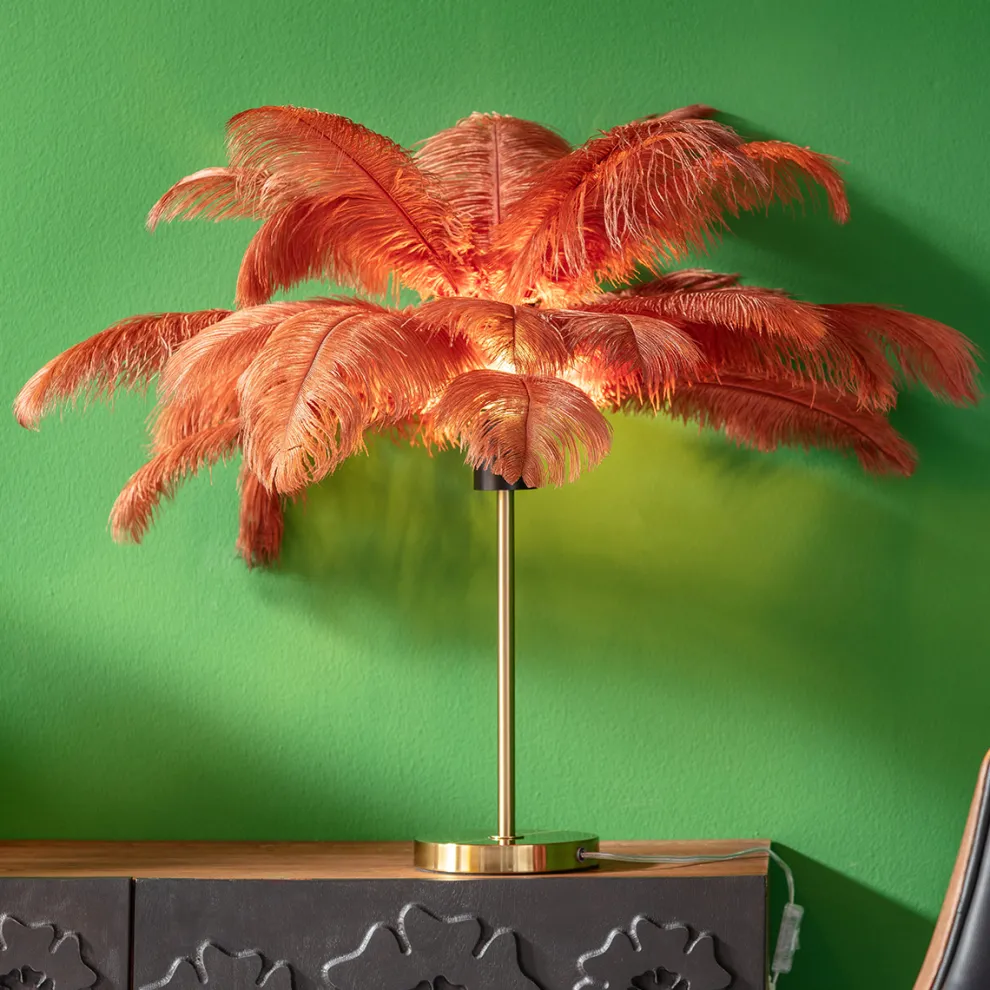 Tafellamp Feather Palm Brown 60cm