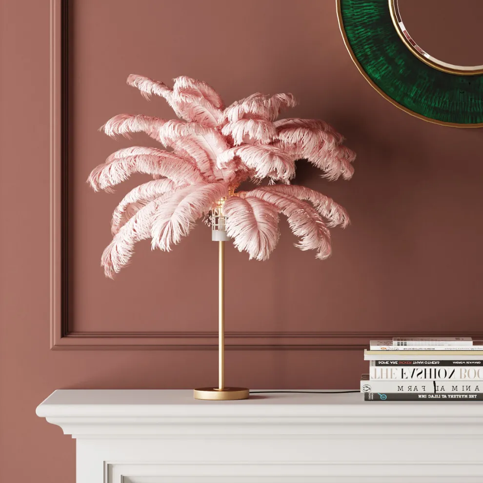 Tafellamp Feather Palm Pink 60cm