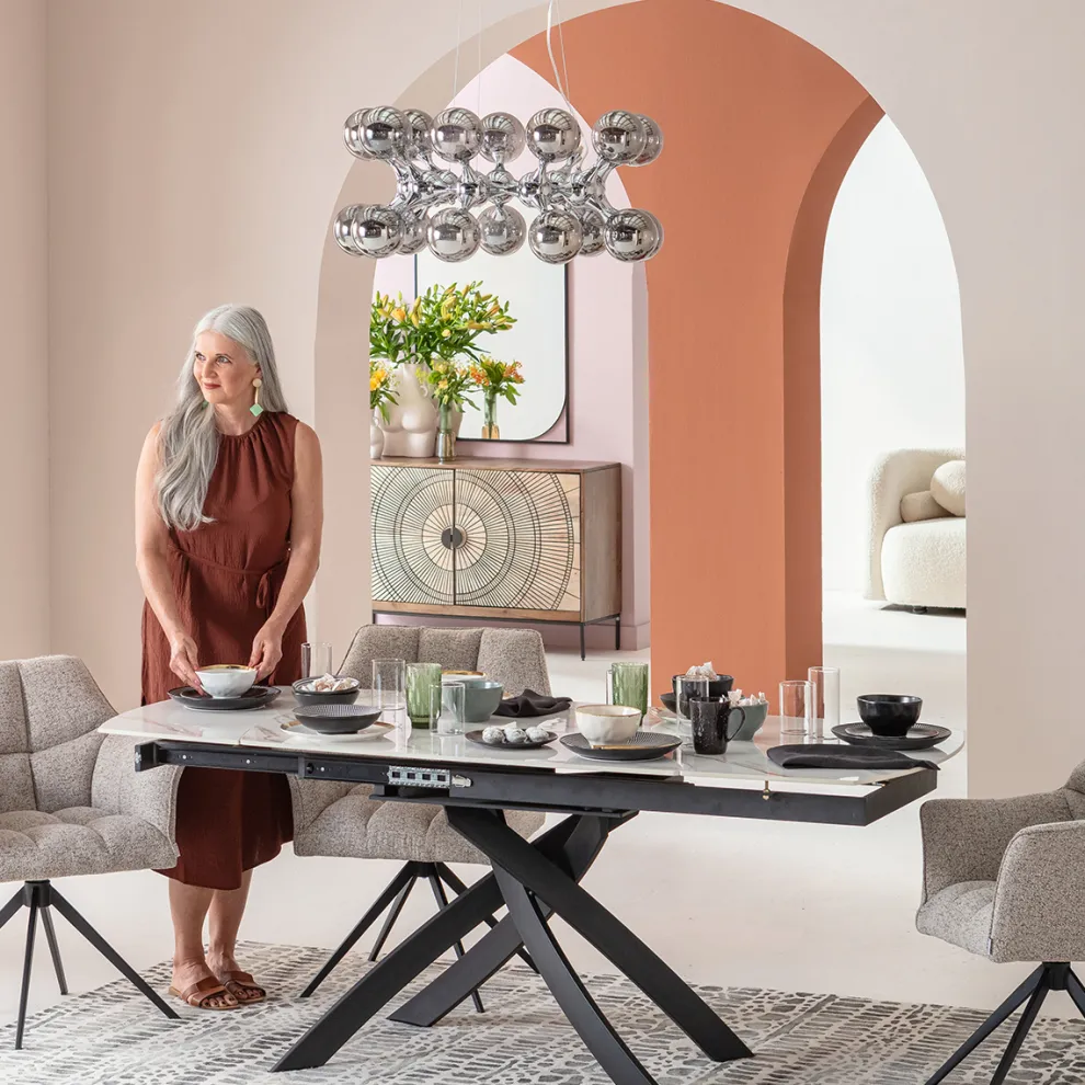 Uitschuifbare Eettafel Twist Onyx 120(30+30)x90cm