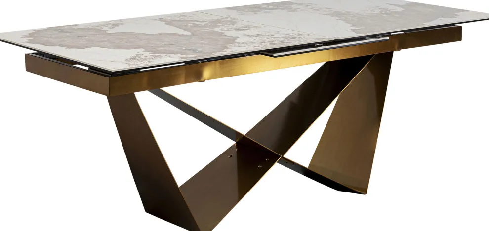 Uitschuifbare Eettafel Connesso Brass 200(+60)x100cm