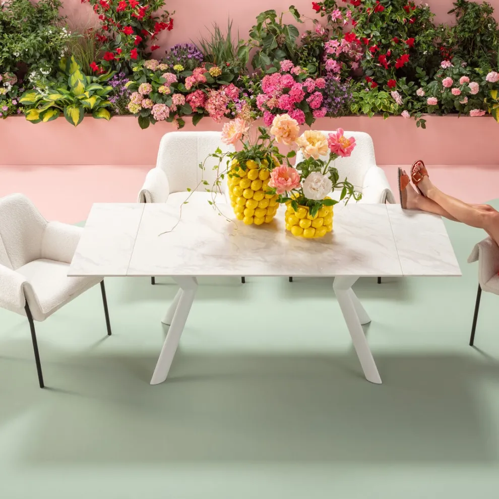 Uitschuifbare Tafel Xenia White 140(+30+30)x80cm