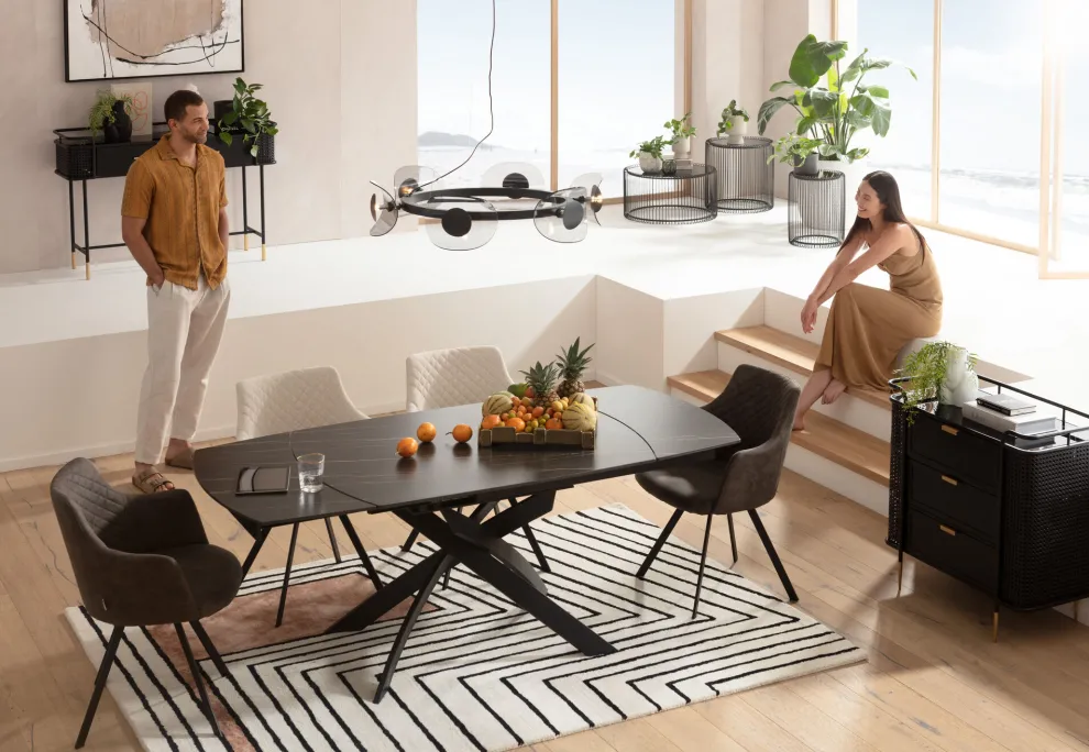 Uitschuiftafel Twist Black 120(30+30)x90cm