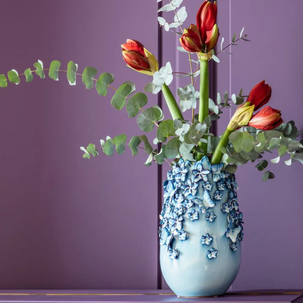 Vaas Butterflies Lichtblauw 35cm