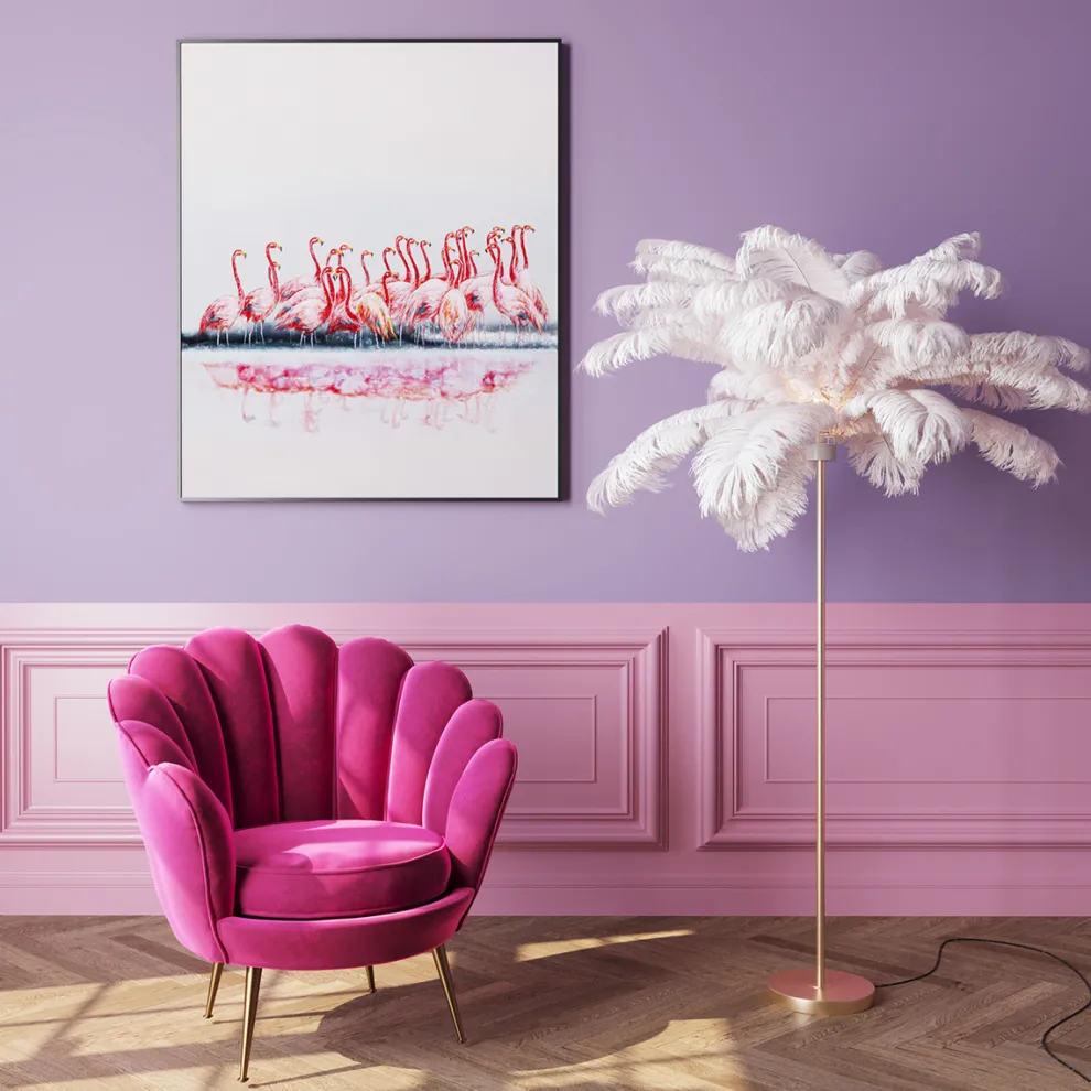 Vloerlamp Feather Palm White 165cm