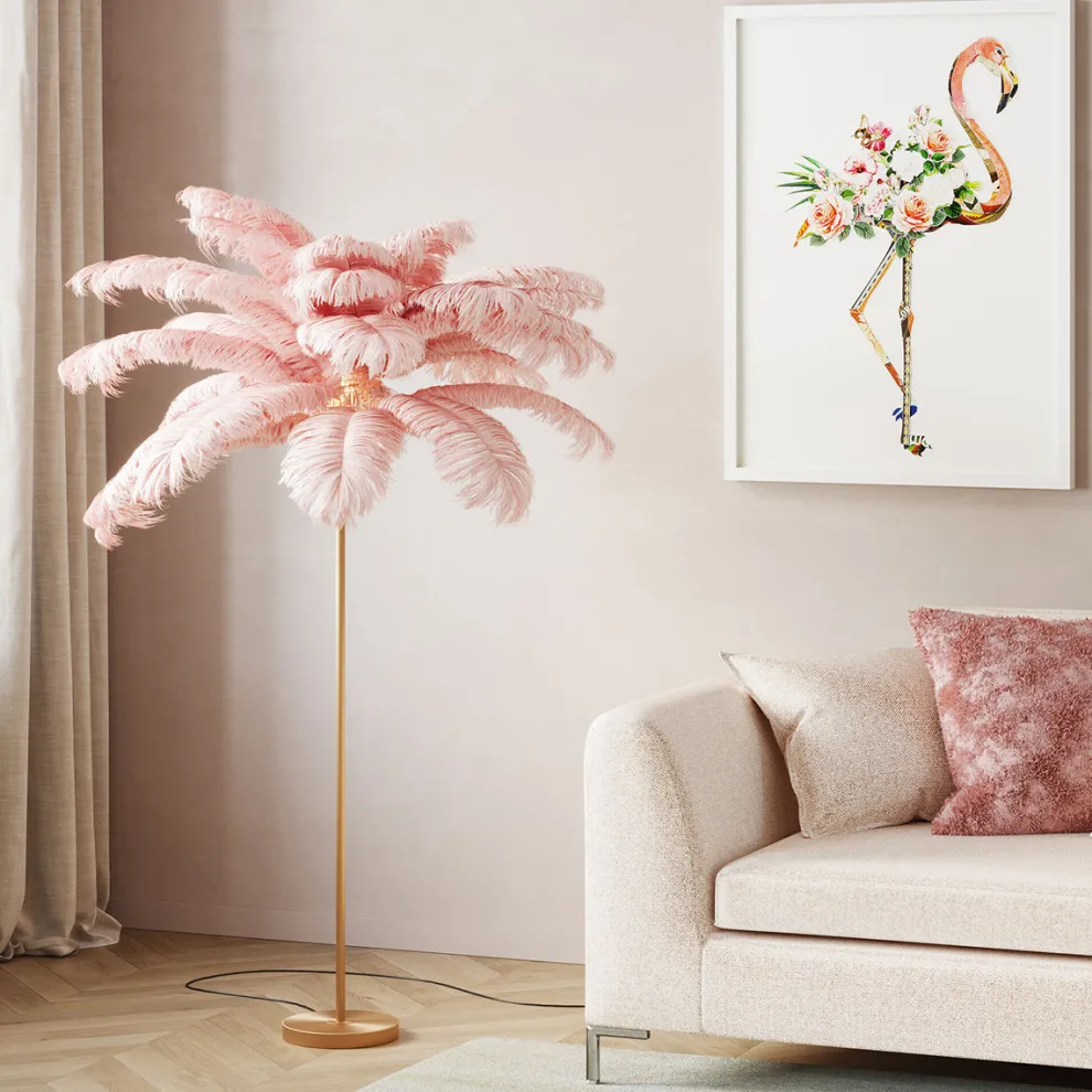 Vloerlamp Feather Palm Pink 165cm