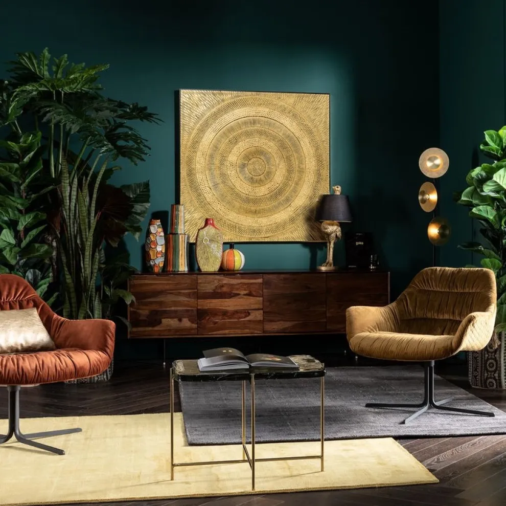 Wanddecoratie Art Circle Goud 120x120cm