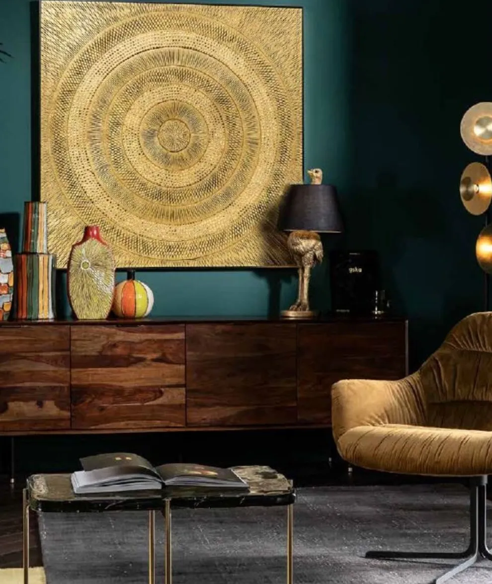 Wanddecoratie Art Circle Goud 120x120cm