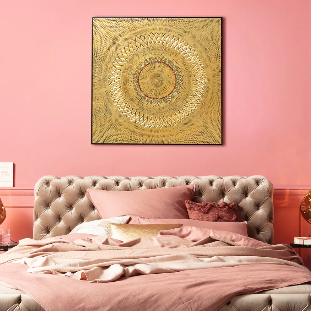 Wanddecoratie Art Geometric Circle Goud 120x120cm