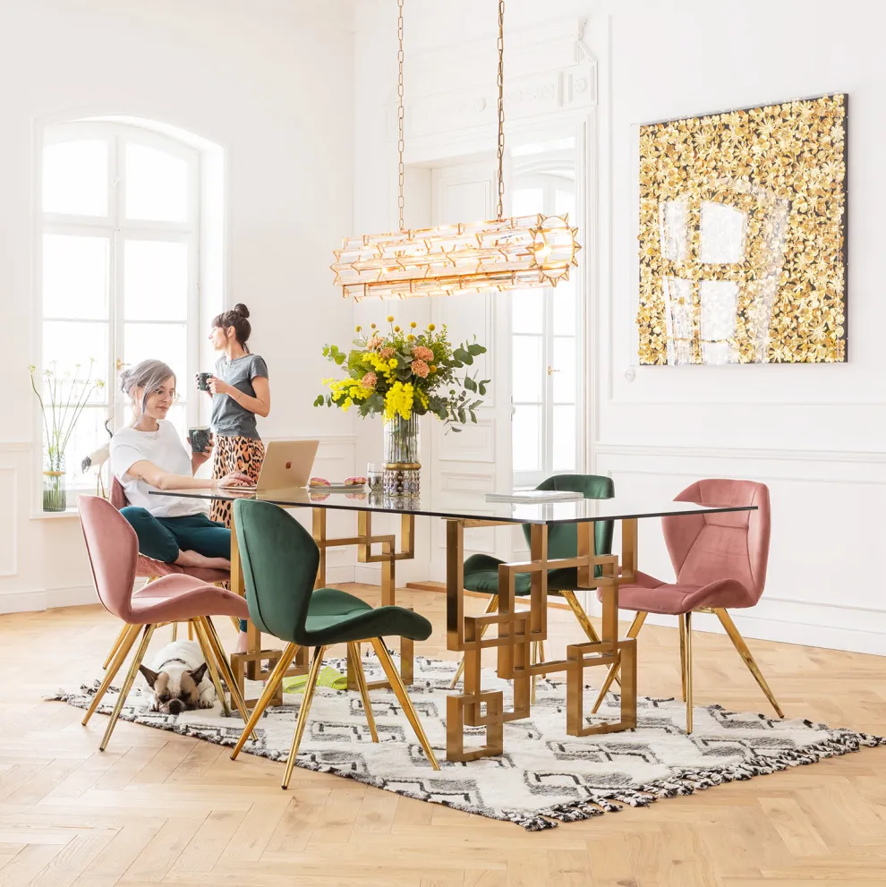 Wanddecoratie Gold Flower 120x120cm