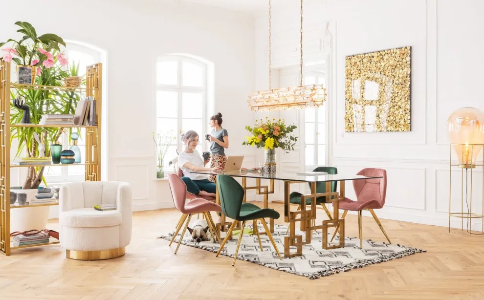 Wanddecoratie Gold Flower 120x120cm