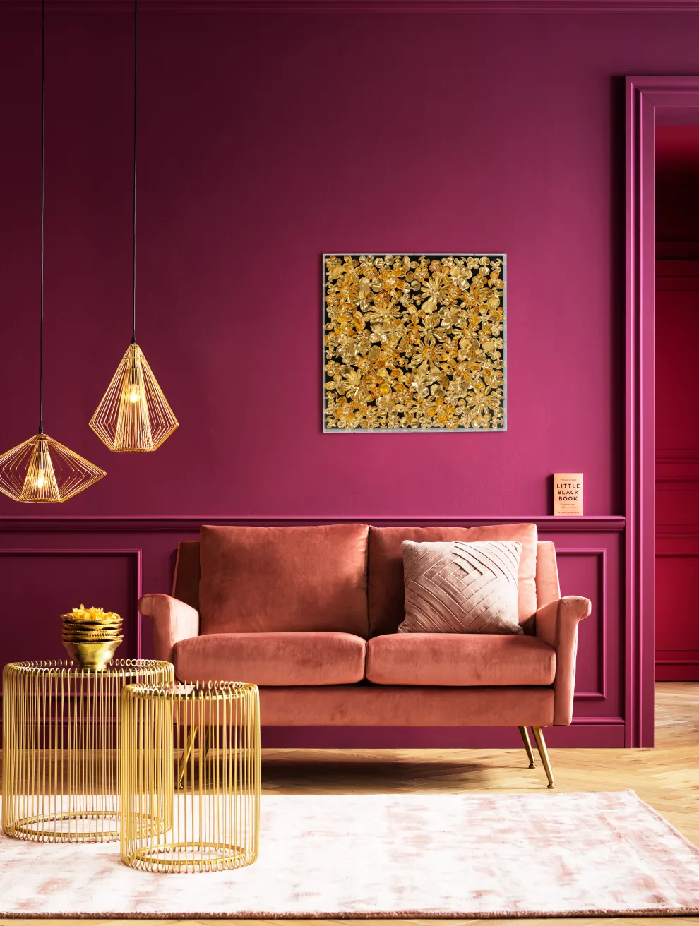Wanddecoratie Gold Flower 60x60cm