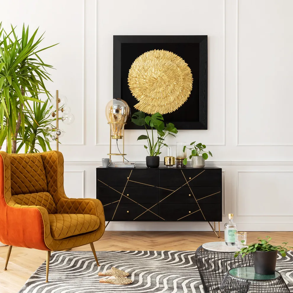 Wanddecoratie Golden Snail 120x120cm