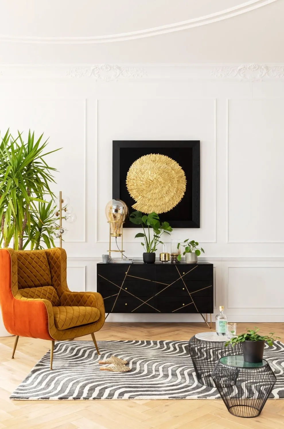 Wanddecoratie Golden Snail 120x120cm