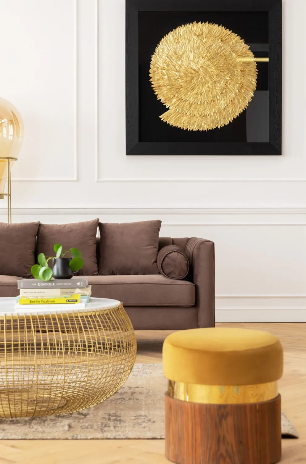 Wanddecoratie Golden Snail 120x120cm