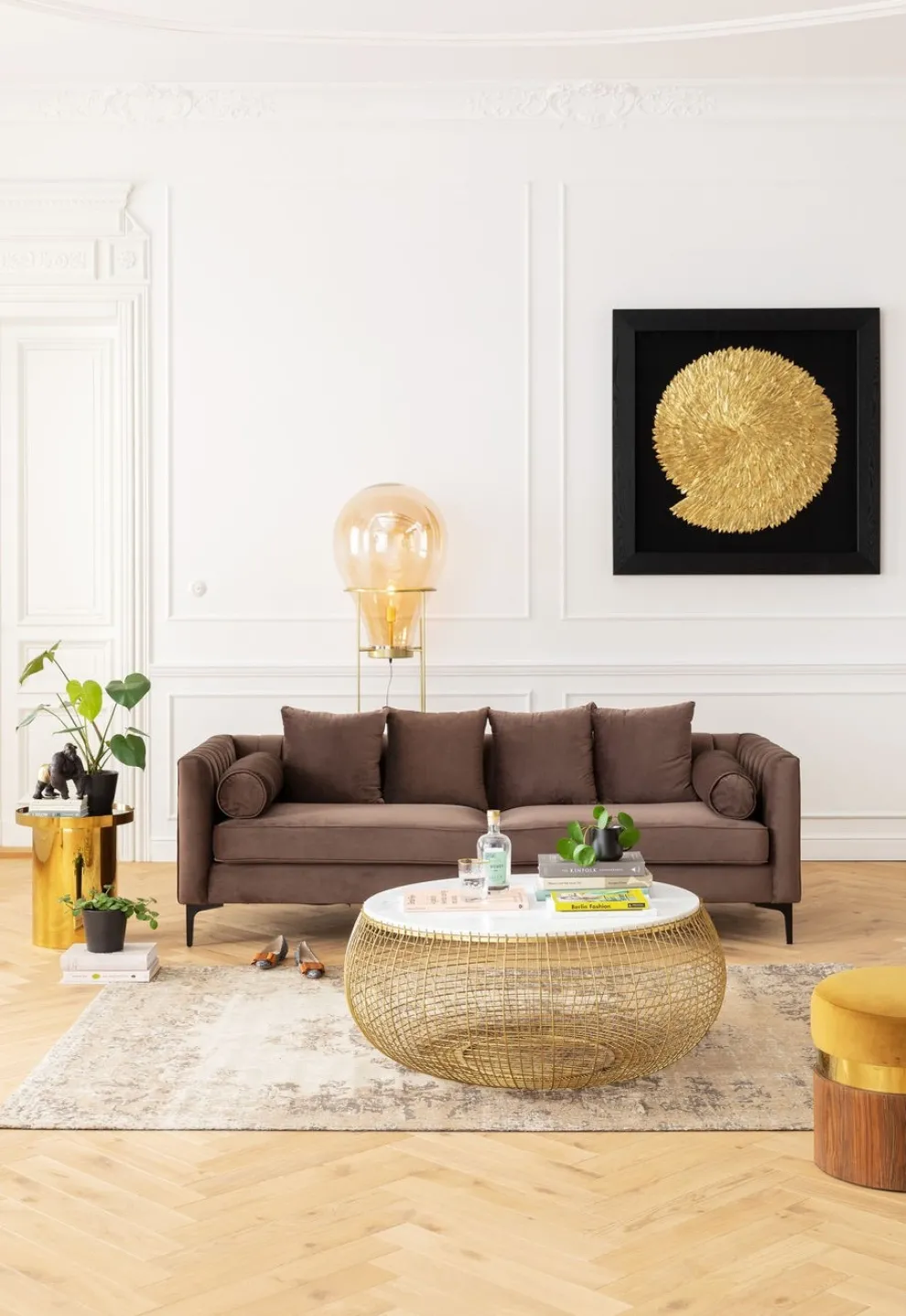 Wanddecoratie Golden Snail 120x120cm