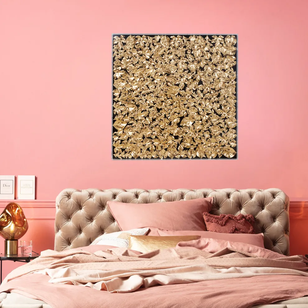 Wanddecoratie Gold Leaf 120x120cm