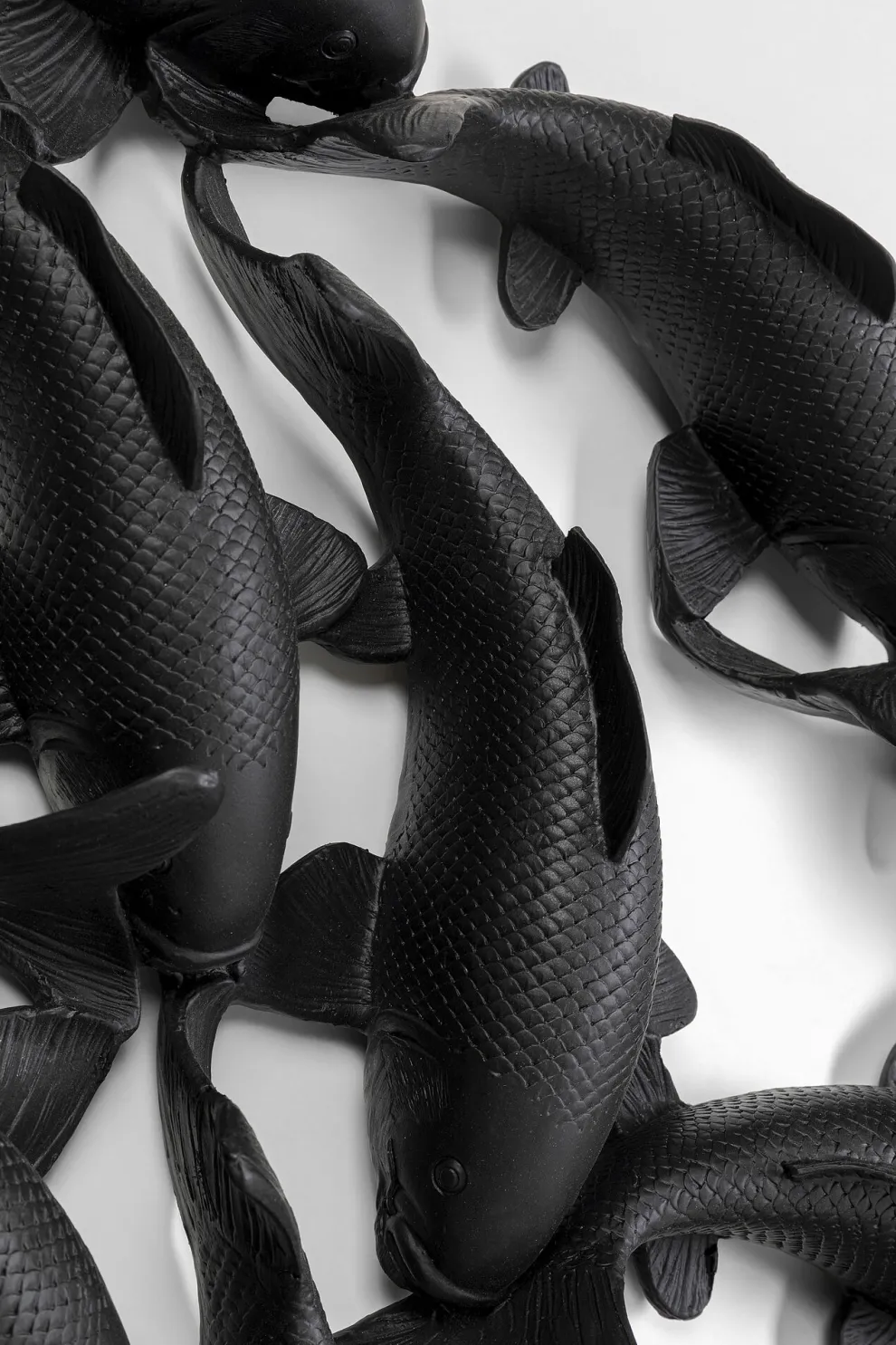 Wanddecoratie School Of Koi Black Ø160cm