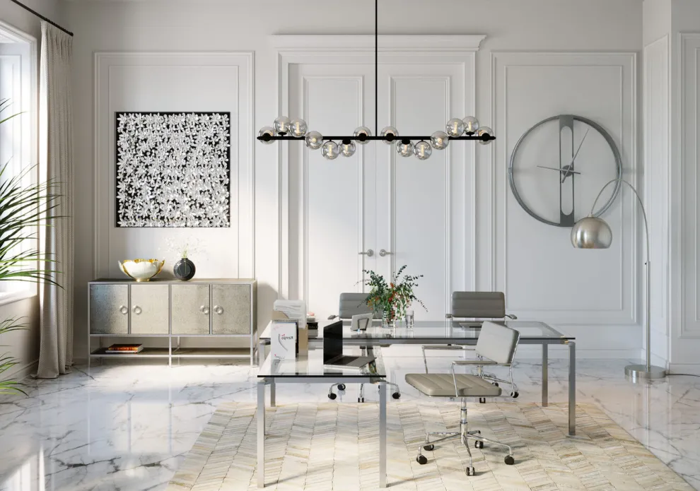 Wanddecoratie Silver Flower 100x100cm