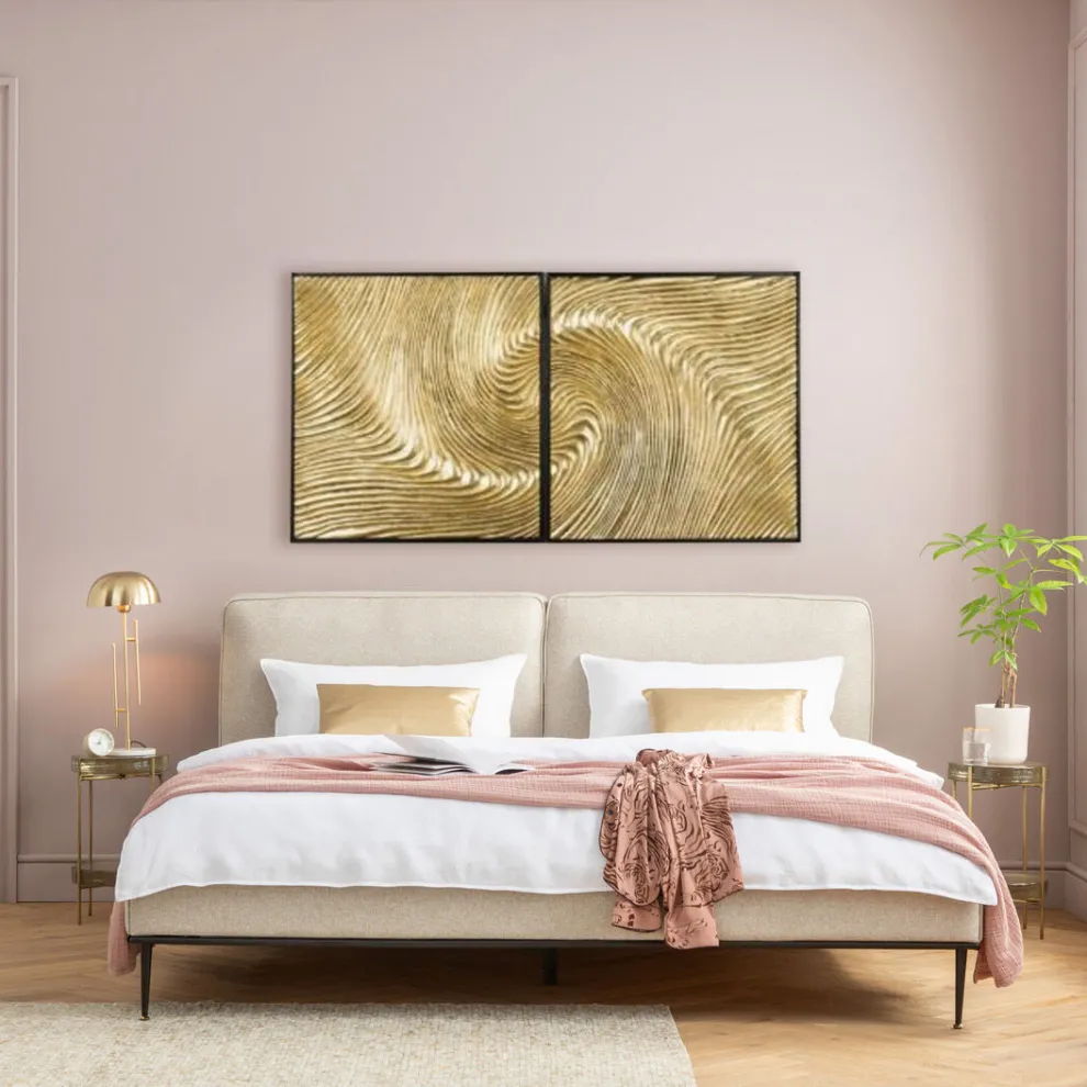 Wanddecoratie Wave Gold (Set Van 2)