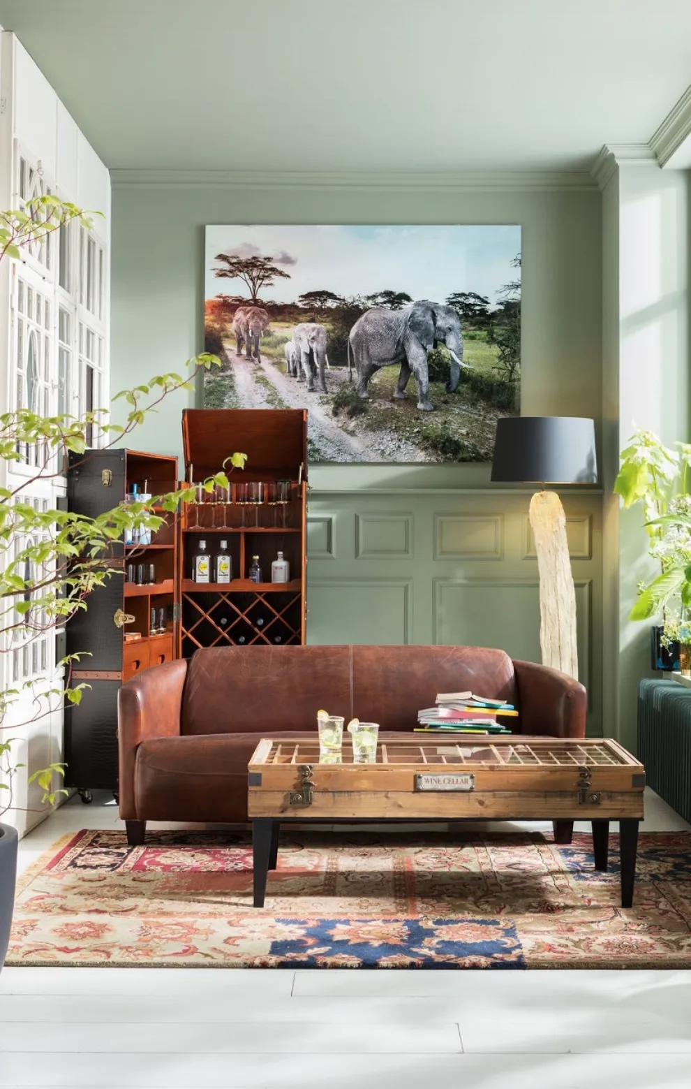 Wandfoto Glass Elephant Family