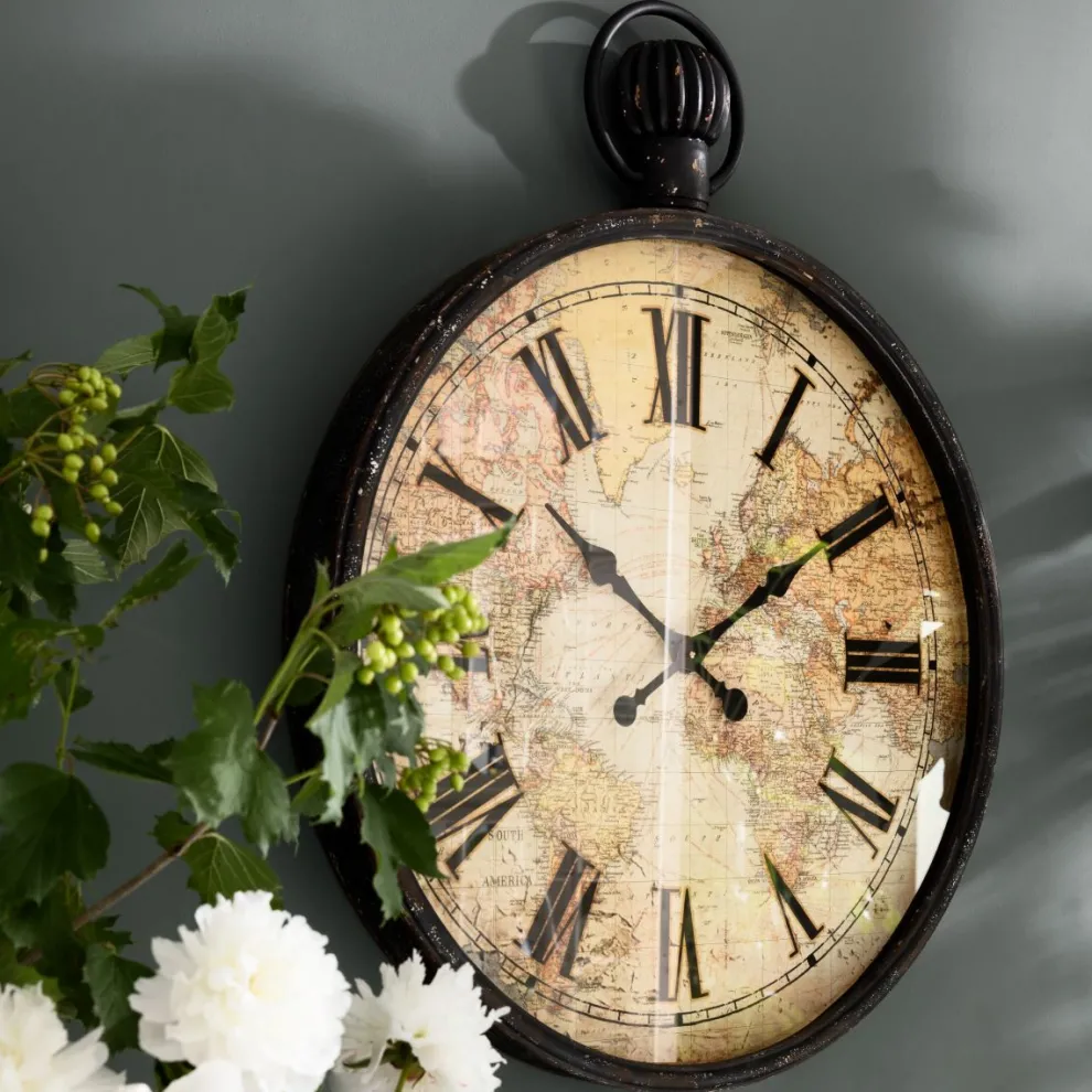 Wandklok European Map 96cm