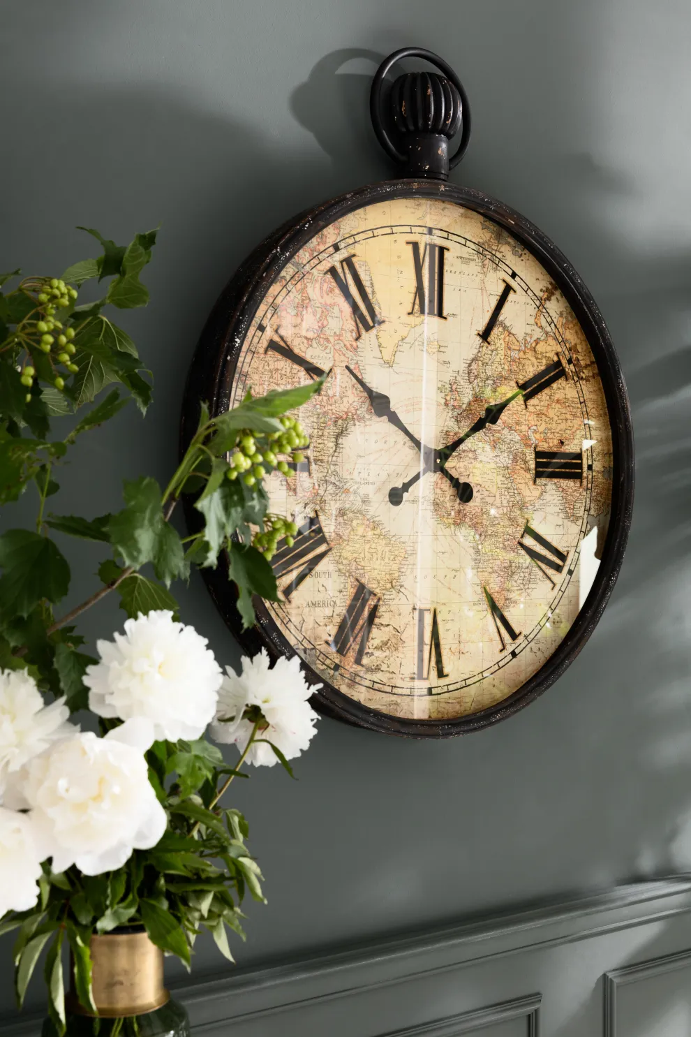 Wandklok European Map 96cm