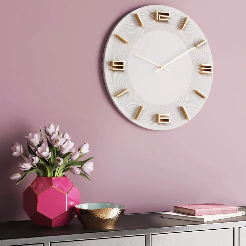 Wandklok Leonardo Wit-Goud