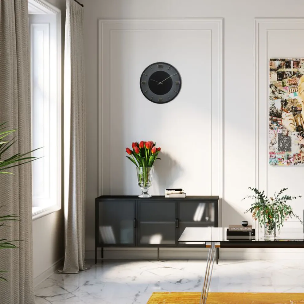 Wandklok Leonardo Zwart-Goud 50cm