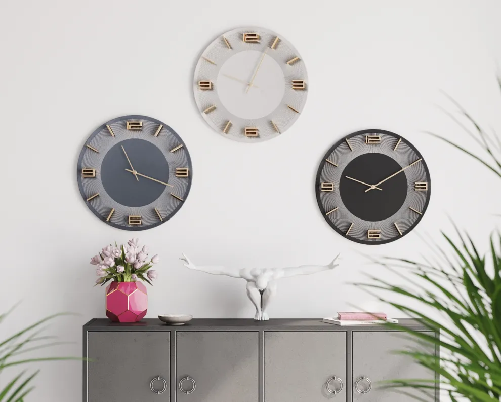 Wandklok Leonardo Zwart-Goud 50cm